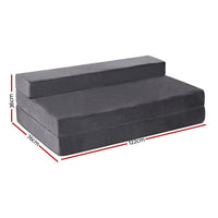 Giselle Bedding Double Size Folding Foam Mattress Portable Bed Mat Velvet Dark Grey Kings Warehouse 