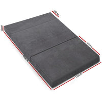 Giselle Bedding Double Size Folding Foam Mattress Portable Bed Mat Velvet Dark Grey Kings Warehouse 