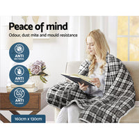 Giselle Bedding Electric Throw Rug Flannel Snuggle Blanket Washable Heated Grey and White Checkered Bedding Kings Warehouse 