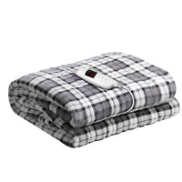 Giselle Bedding Electric Throw Rug Flannel Snuggle Blanket Washable Heated Grey and White Checkered Bedding Kings Warehouse 