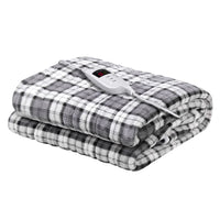 Giselle Bedding Electric Throw Rug Flannel Snuggle Blanket Washable Heated Grey and White Checkered Bedding Kings Warehouse 