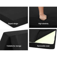 Giselle Bedding Folding Foam Mattress Portable Double Sofa Bed Mat Air Mesh Fabric Black Kings Warehouse 