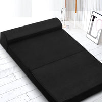 Giselle Bedding Folding Foam Mattress Portable Double Sofa Bed Mat Air Mesh Fabric Black Kings Warehouse 