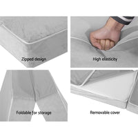 Giselle Bedding Folding Foam Mattress Portable Sofa Bed Lounge Chair Velvet Light Grey Kings Warehouse 