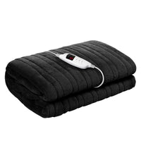 Giselle Bedding Heated Electric Throw Rug Fleece Sunggle Blanket Washable Charcoal Bedding Kings Warehouse 