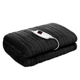Giselle Bedding Heated Electric Throw Rug Fleece Sunggle Blanket Washable Charcoal Bedding Kings Warehouse 