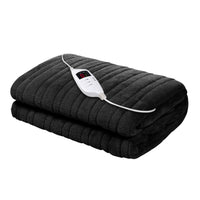 Giselle Bedding Heated Electric Throw Rug Fleece Sunggle Blanket Washable Charcoal Bedding Kings Warehouse 