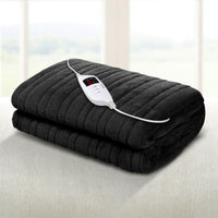 Giselle Bedding Heated Electric Throw Rug Fleece Sunggle Blanket Washable Charcoal Bedding Kings Warehouse 