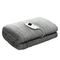 Giselle Bedding Heated Electric Throw Rug Fleece Sunggle Blanket Washable Silver Bedding Kings Warehouse 