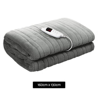 Giselle Bedding Heated Electric Throw Rug Fleece Sunggle Blanket Washable Silver Bedding Kings Warehouse 