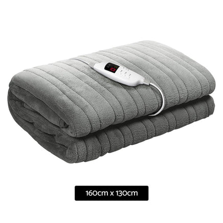 Giselle Bedding Heated Electric Throw Rug Fleece Sunggle Blanket Washable Silver Bedding Kings Warehouse 
