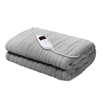 Giselle Bedding Heated Electric Throw Rug Fleece Sunggle Blanket Washable Silver Bedding Kings Warehouse 