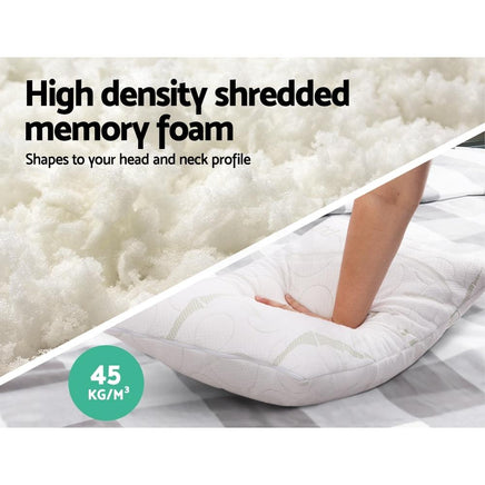 Giselle Bedding Set of 2 Bamboo Pillow with Memory Foam Bedding Kings Warehouse 
