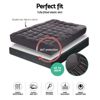 Giselle Double Mattress Topper Pillowtop 1000GSM Charcoal Microfibre Bamboo Fibre Filling Protector Kings Warehouse 
