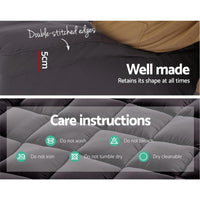 Giselle Double Mattress Topper Pillowtop 1000GSM Charcoal Microfibre Bamboo Fibre Filling Protector Kings Warehouse 