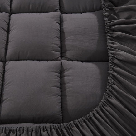 Giselle Double Mattress Topper Pillowtop 1000GSM Charcoal Microfibre Bamboo Fibre Filling Protector Kings Warehouse 