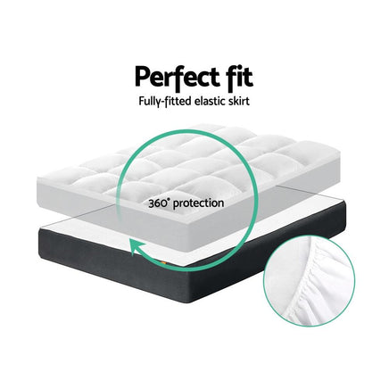 Giselle King Single Mattress Topper Pillowtop 1000GSM Microfibre Filling Protector Kings Warehouse 