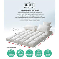 Giselle King Single Mattress Topper Pillowtop 1000GSM Microfibre Filling Protector Kings Warehouse 