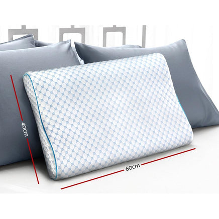 Giselle Memory Foam Pillow Ice Silk Cover Contour Pillows Cool Cervical Support Bedding Kings Warehouse 