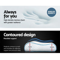 Giselle Memory Foam Pillow Ice Silk Cover Contour Pillows Cool Cervical Support Bedding Kings Warehouse 