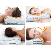 Giselle Memory Foam Pillow Ice Silk Cover Contour Pillows Cool Cervical Support Bedding Kings Warehouse 