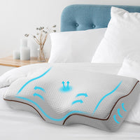 Giselle Memory Foam Pillow Neck Pillows Contour Rebound Pain Relief Support Bedding Kings Warehouse 