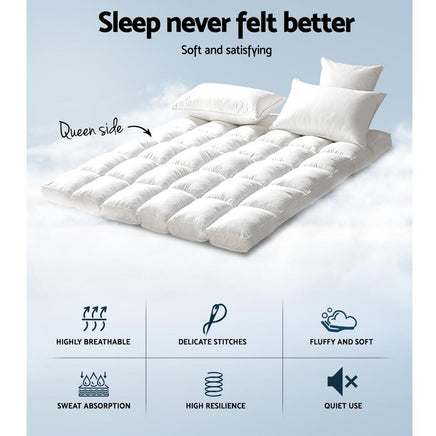 Giselle Queen Mattress Topper Bamboo Fibre Pillowtop Protector Bedding Kings Warehouse 