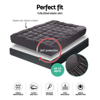 Giselle Queen Mattress Topper Pillowtop 1000GSM Charcoal Microfibre Bamboo Fibre Filling Protector Kings Warehouse 