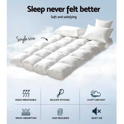 Giselle Single Mattress Topper Bamboo Fibre Pillowtop Protector Bedding Kings Warehouse 