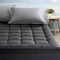 Giselle Single Mattress Topper Pillowtop 1000GSM Charcoal Microfibre Bamboo Fibre Filling Protector Kings Warehouse 
