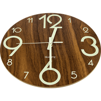 Glow In Dark Wall Clock Luminous Quartz Wooden Non Ticking Home Decor 12''/30cm Kings Warehouse 