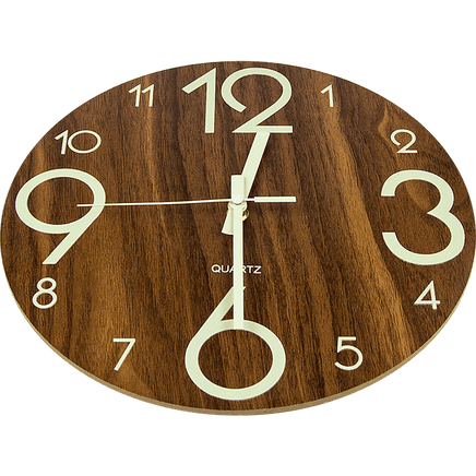 Glow In Dark Wall Clock Luminous Quartz Wooden Non Ticking Home Decor 12''/30cm Kings Warehouse 