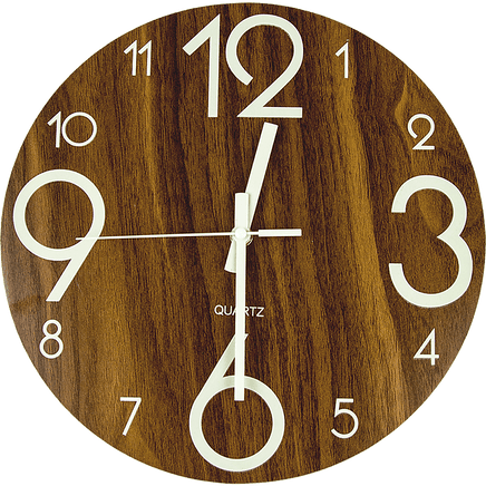 Glow In Dark Wall Clock Luminous Quartz Wooden Non Ticking Home Decor 12''/30cm Kings Warehouse 
