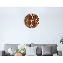 Glow In Dark Wall Clock Luminous Quartz Wooden Non Ticking Home Decor 12''/30cm Kings Warehouse