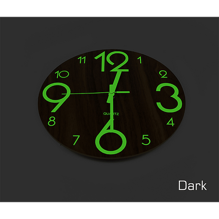 Glow In Dark Wall Clock Luminous Quartz Wooden Non Ticking Home Decor 12''/30cm Kings Warehouse 