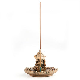 Gold Ganesh on Lotus Incense Burner Kings Warehouse 