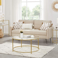 Gold Glass Table with Golden Iron Frame Stable and Robust Tempered Glass living room Kings Warehouse 