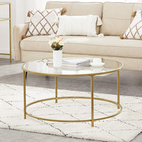 Gold Glass Table with Golden Iron Frame Stable and Robust Tempered Glass living room Kings Warehouse 