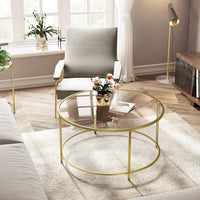 Gold Glass Table with Golden Iron Frame Stable and Robust Tempered Glass living room Kings Warehouse 