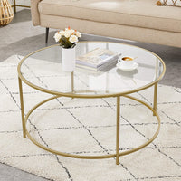 Gold Glass Table with Golden Iron Frame Stable and Robust Tempered Glass living room Kings Warehouse 