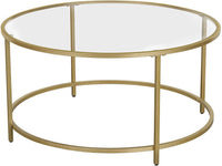 Gold Glass Table with Golden Iron Frame Stable and Robust Tempered Glass living room Kings Warehouse 