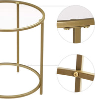 Gold Round Side Table with Golden Metal Frame Robust and Stable living room Kings Warehouse 