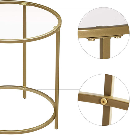 Gold Round Side Table with Golden Metal Frame Robust and Stable living room Kings Warehouse 