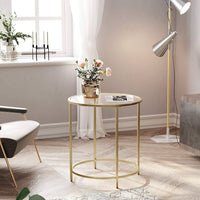 Gold Round Side Table with Golden Metal Frame Robust and Stable living room Kings Warehouse 