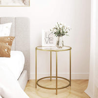 Gold Round Side Table with Golden Metal Frame Robust and Stable living room Kings Warehouse 