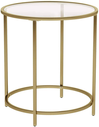 Gold Round Side Table with Golden Metal Frame Robust and Stable living room Kings Warehouse 