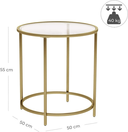 Gold Round Side Table with Golden Metal Frame Robust and Stable living room Kings Warehouse 