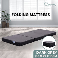 GOMINIMO 3 Fold Folding Mattress Single Dark Grey GO-FM-100-EON Kings Warehouse 