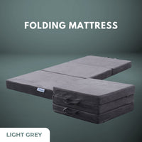 GOMINIMO 3 Fold Folding Mattress Single Light Grey GO-FM-101-EON KingsWarehouse 