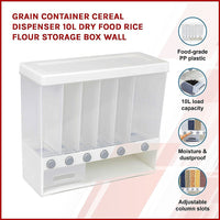 Grain Container Cereal Dispenser 10L Dry Food Rice Flour Storage Box Wall Kings Warehouse 